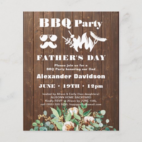 BUDGET Eucalyptus Fathers Day BBQ Party Invite