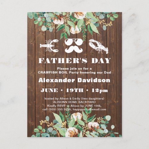 BUDGET Eucalyptus Fathers Day Party Invitation Postcard