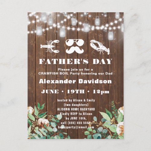 BUDGET Eucalyptus Fathers Day Party Invitation Postcard
