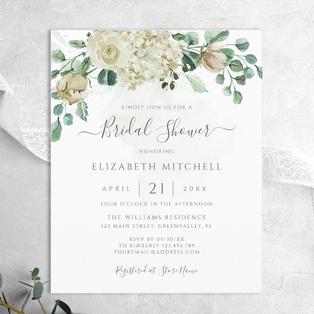 Budget Eucalyptus Floral Bridal Shower Invitation (Creator Uploaded)