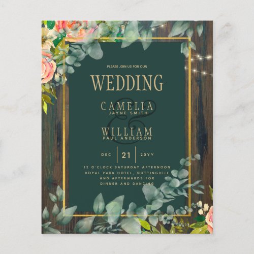 BUDGET Eucalyptus FLORAL WEDDING Rustic Lace INVI Flyer