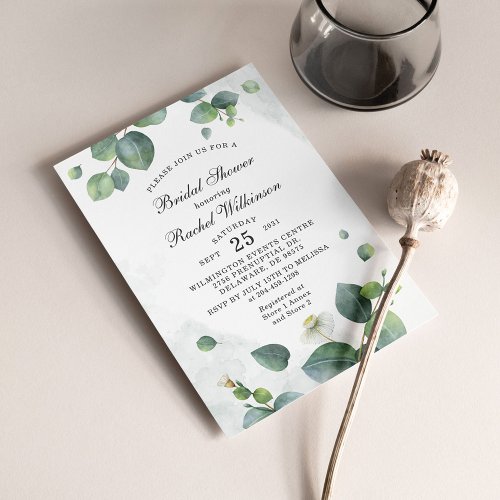 Budget Eucalyptus Foliage Bridal Shower Invitation