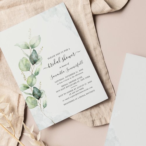 Budget Eucalyptus Foliage Bridal Shower Invitation