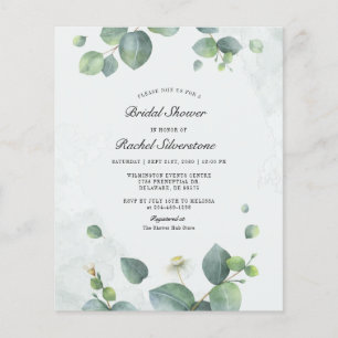 Budget Eucalyptus Foliage Bridal Shower Invitation Flyer