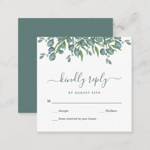 Budget Eucalyptus Foliage Leaves Wedding RSVP Card