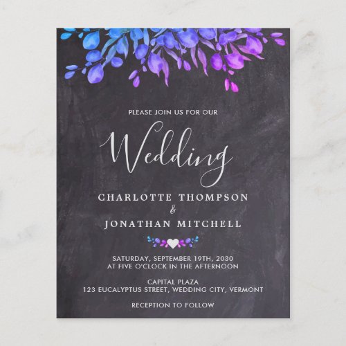 Budget Eucalyptus Foliage Slate Wedding Invitation