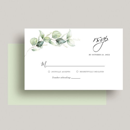 Budget Eucalyptus Foliage Wedding RSVP Card