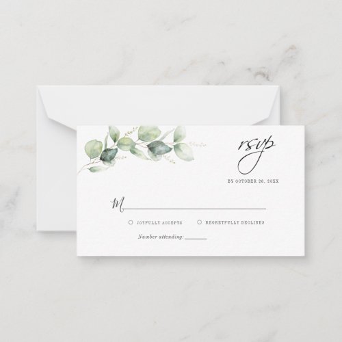 Budget Eucalyptus Foliage Wedding RSVP Card