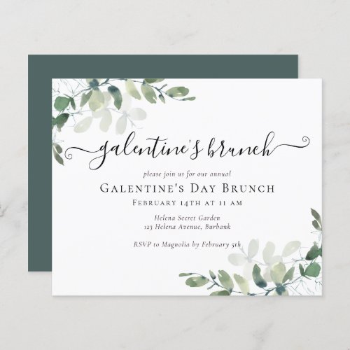 BUDGET Eucalyptus Galentines Brunch Invitation