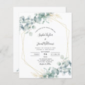Budget Eucalyptus Geometric Wedding Invitation (Front/Back)