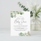 Budget Eucalyptus Girl Baby Shower Invitation (Standing Front)