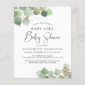Budget Eucalyptus Girl Baby Shower Invitation (Front)