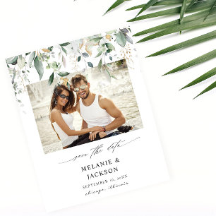 Budget Eucalyptus Glow Photo Save the Date Flyer