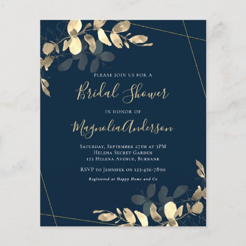 Budget Eucalyptus Gold Bridal Shower Invitation