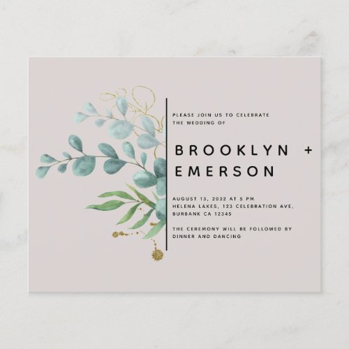 BUDGET Eucalyptus Gold Foil Modern Wedding