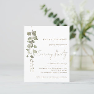 Budget Eucalyptus Gold Wedding Evening Invitation