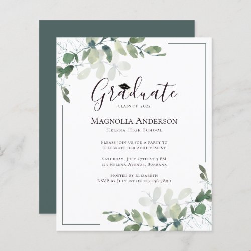 Budget Eucalyptus Graduation Party Invitation