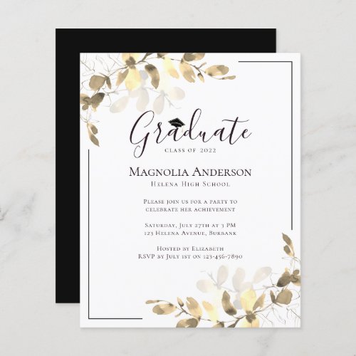 Budget Eucalyptus Graduation Party Invitation