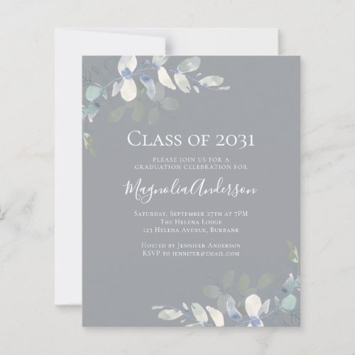 Budget Eucalyptus Graduation Party Invitation