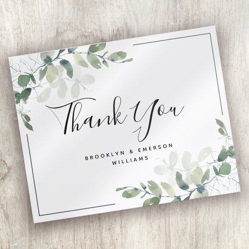 BUDGET Eucalyptus Green Foliage Wedding Thank You 