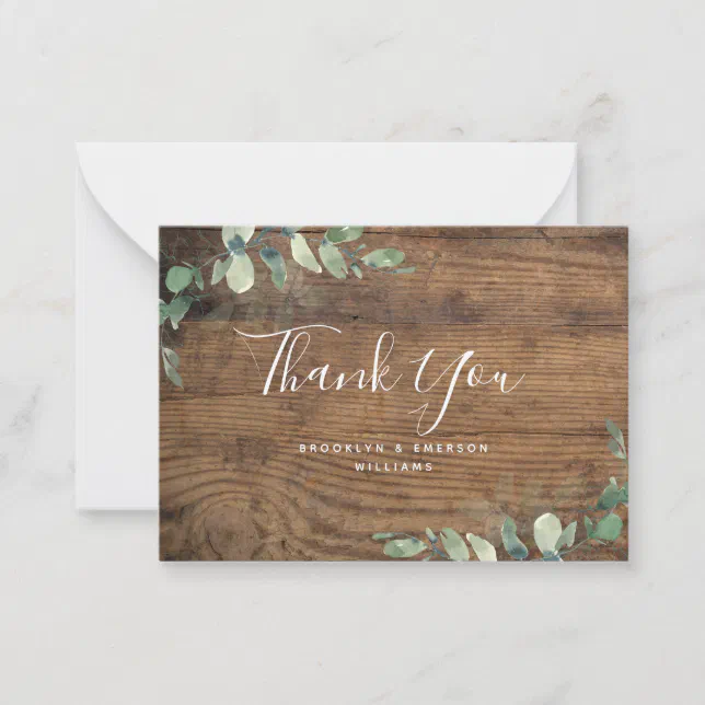 BUDGET Eucalyptus Green Foliage Wedding Thank You Note Card | Zazzle