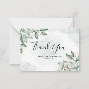 BUDGET Eucalyptus Green Foliage Wedding Thank You Note Card