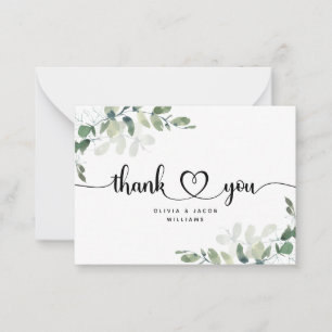 BUDGET Eucalyptus Green Foliage Wedding Thank You Note Card