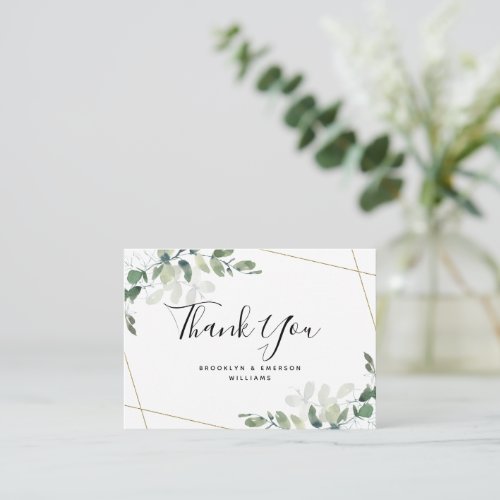 BUDGET Eucalyptus Green Foliage Wedding Thank You  Note Card