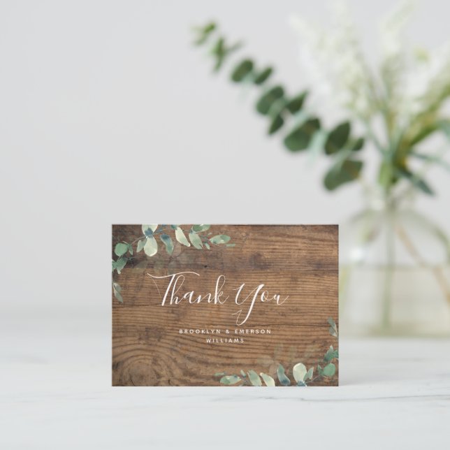 BUDGET Eucalyptus Green Foliage Wedding Thank You  Note Card (Standing Front)