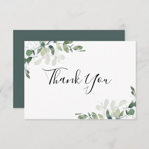 BUDGET Eucalyptus Green Foliage Wedding Thank You  Note Card