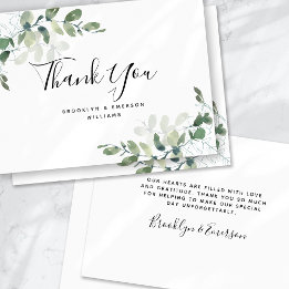 BUDGET Eucalyptus Green Foliage Wedding Thank You Note Card