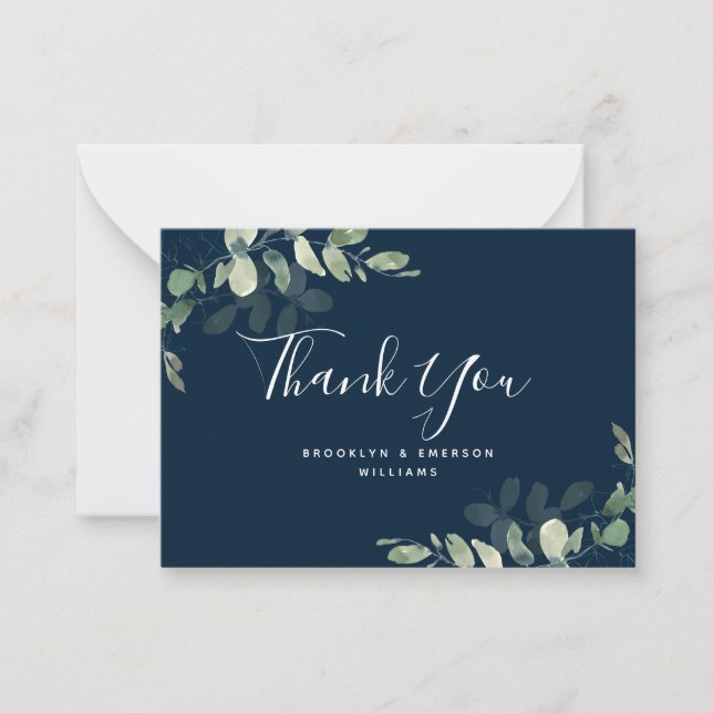 BUDGET Eucalyptus Green Foliage Wedding Thank You  Note Card (Front)