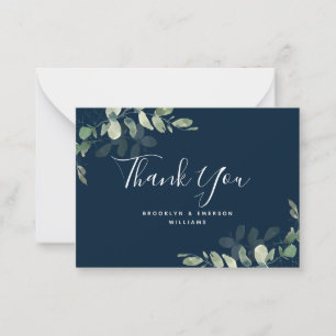 BUDGET Eucalyptus Green Foliage Wedding Thank You Note Card