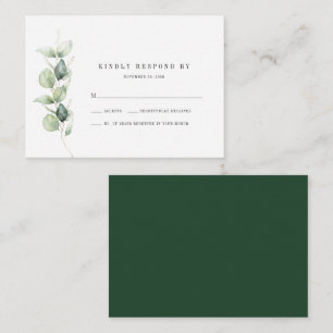Budget Eucalyptus Green Leaves Wedding RSVP Card