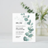 Budget Eucalyptus Green Watercolor Save the Date (Standing Front)
