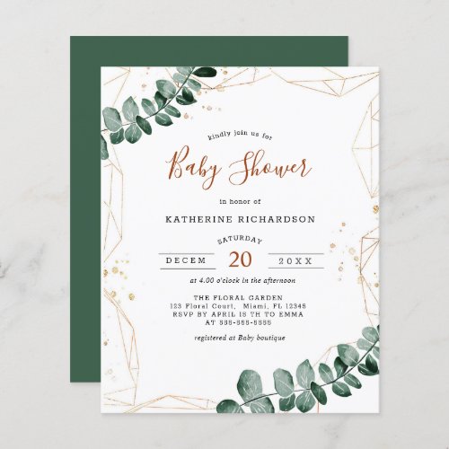 Budget Eucalyptus  Greenery Baby Shower Flyer