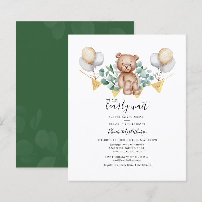 Budget Eucalyptus Greenery Baby Shower Invitation (Front/Back)