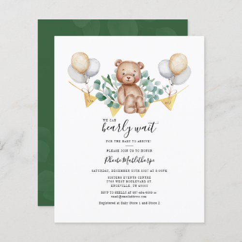 Budget Eucalyptus Greenery Baby Shower Invitation