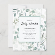 Budget Eucalyptus Greenery Baby Shower Invitation