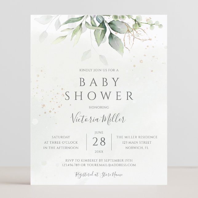 Budget Eucalyptus Greenery Baby Shower Invitation (Creator Uploaded)