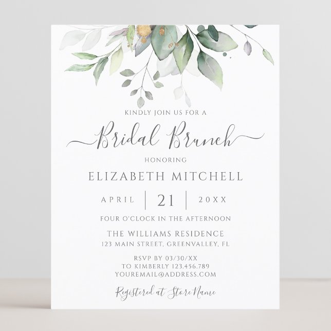 Budget Eucalyptus Greenery Bridal Brunch Invite (Creator Uploaded)