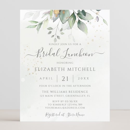 Budget Eucalyptus Greenery Bridal Luncheon Invite