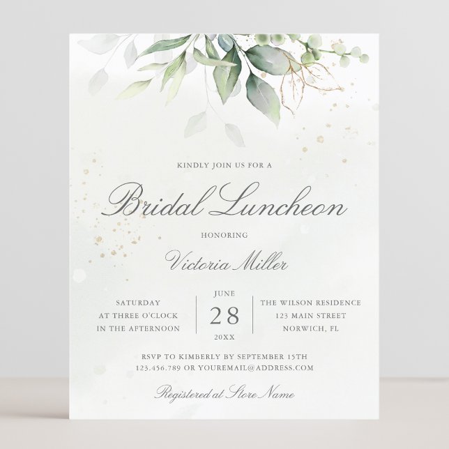 Budget Eucalyptus Greenery Bridal Luncheon Invite (Creator Uploaded)