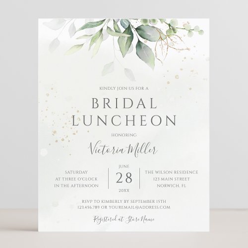 Budget Eucalyptus Greenery Bridal Luncheon Invite