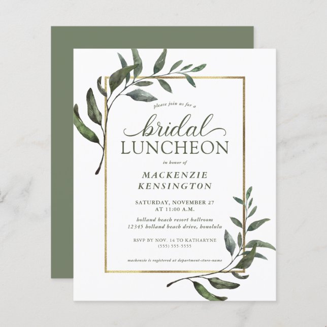 Budget Eucalyptus Greenery Bridal Shower Luncheon (Front/Back)