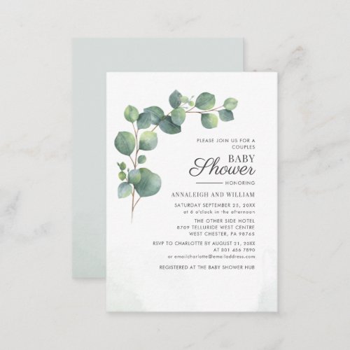 Budget Eucalyptus Greenery Couples Baby Shower Note Card