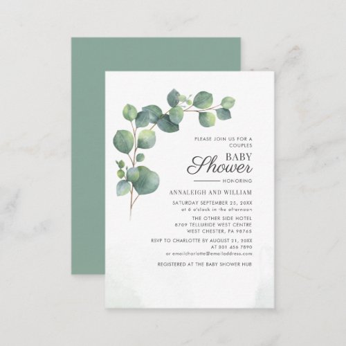 Budget Eucalyptus Greenery Couples Baby Shower Note Card