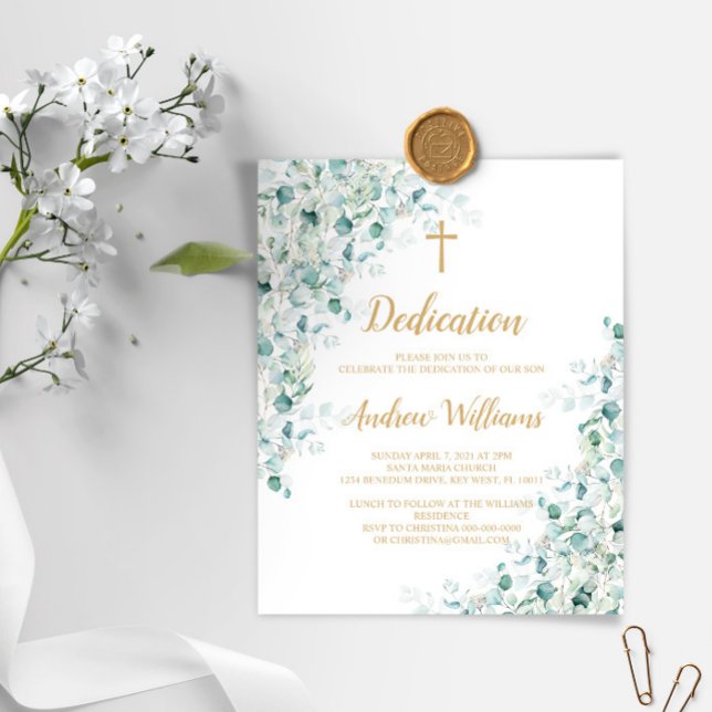 Budget Eucalyptus Greenery Dedication Invitation (Creator Uploaded)