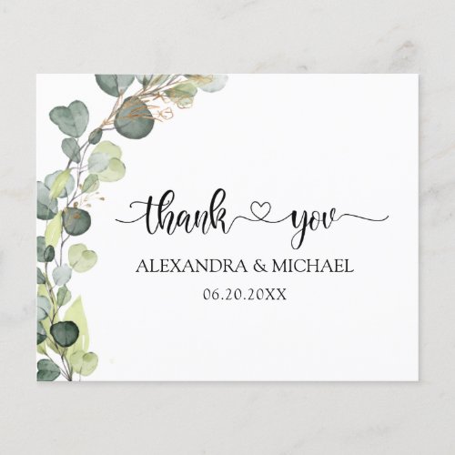 Budget Eucalyptus Greenery Elegant Thank You