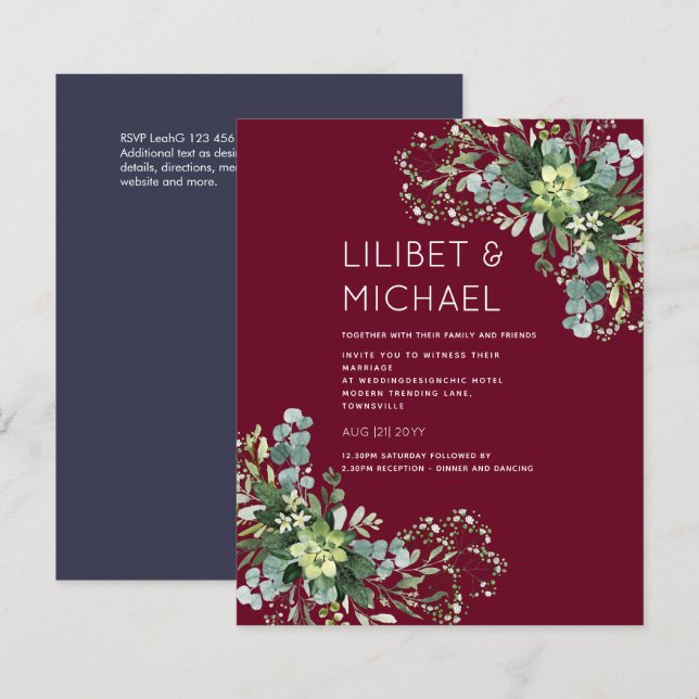 BUDGET  Eucalyptus Greenery Foliage Wedding (Front/Back)